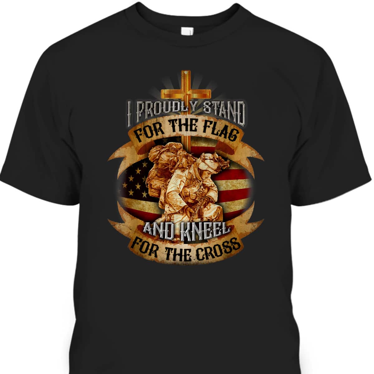 Stand For The Flag Kneel For The Cross US American Patriotic T-Shirt Memorial Day Gift