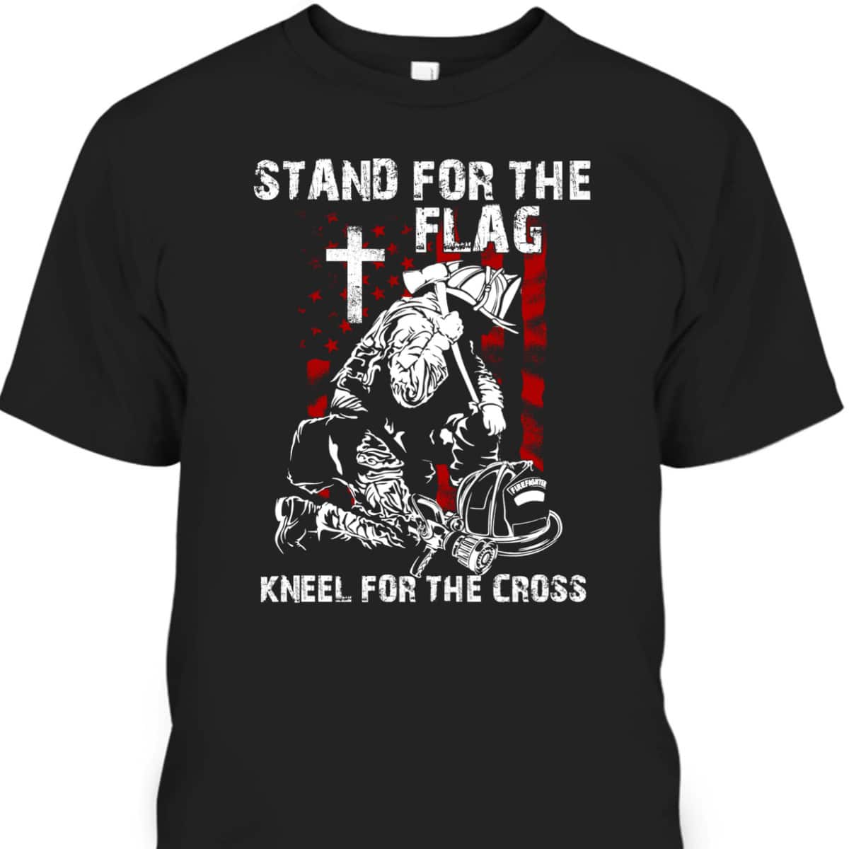 USA Flag T-Shirt I Stand For The Flag Kneel For The Cross