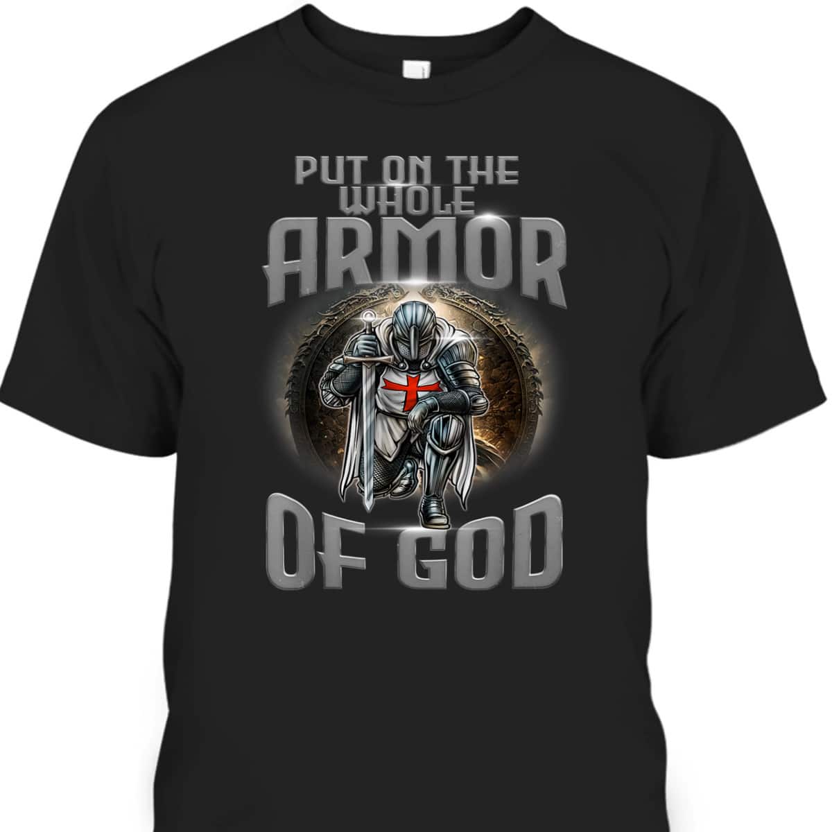 Knight Templar Armor Of God T-Shirt Medieval Kneeling Crusader