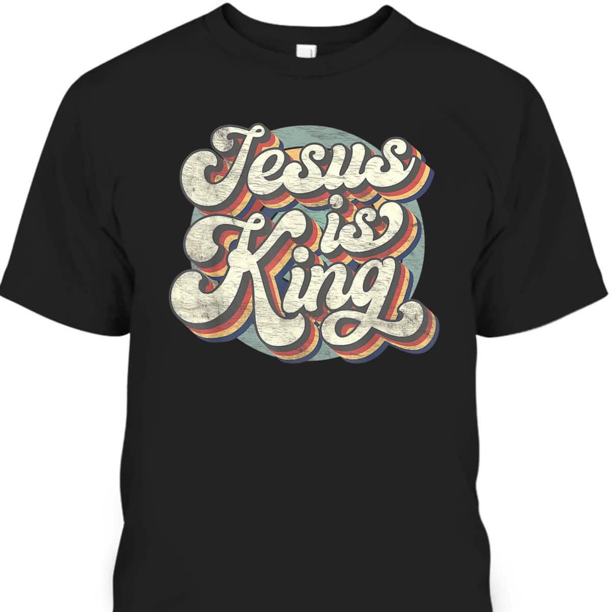 Retro Groovy Jesus Is King T-Shirt Christian Faith Bible Religious