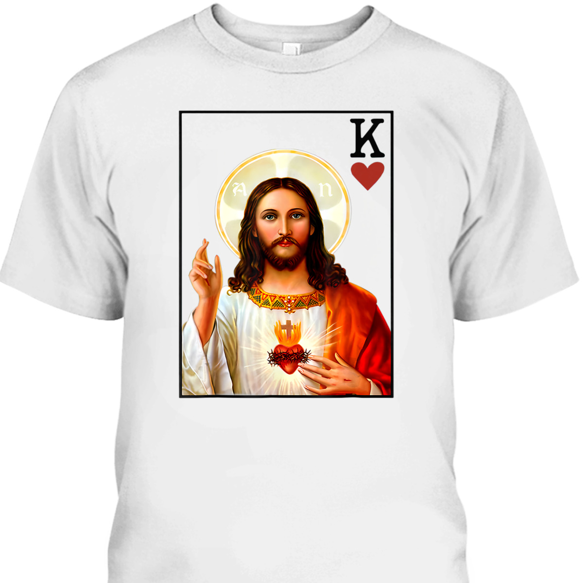 Jesus King Of Hearts Card Christian Religious T-Shirt