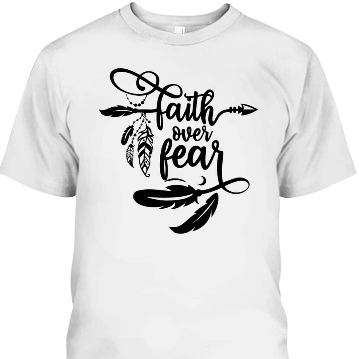 Christian Faith Over Fear Arrows Boho Dreamcatcher T-Shirt