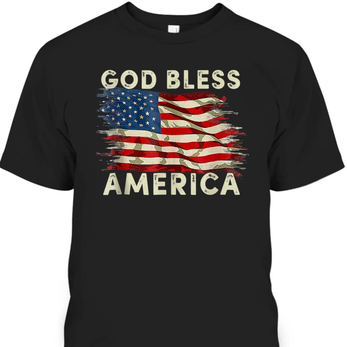 God Bless America USA Flag Christian 4th Of July T-Shirt