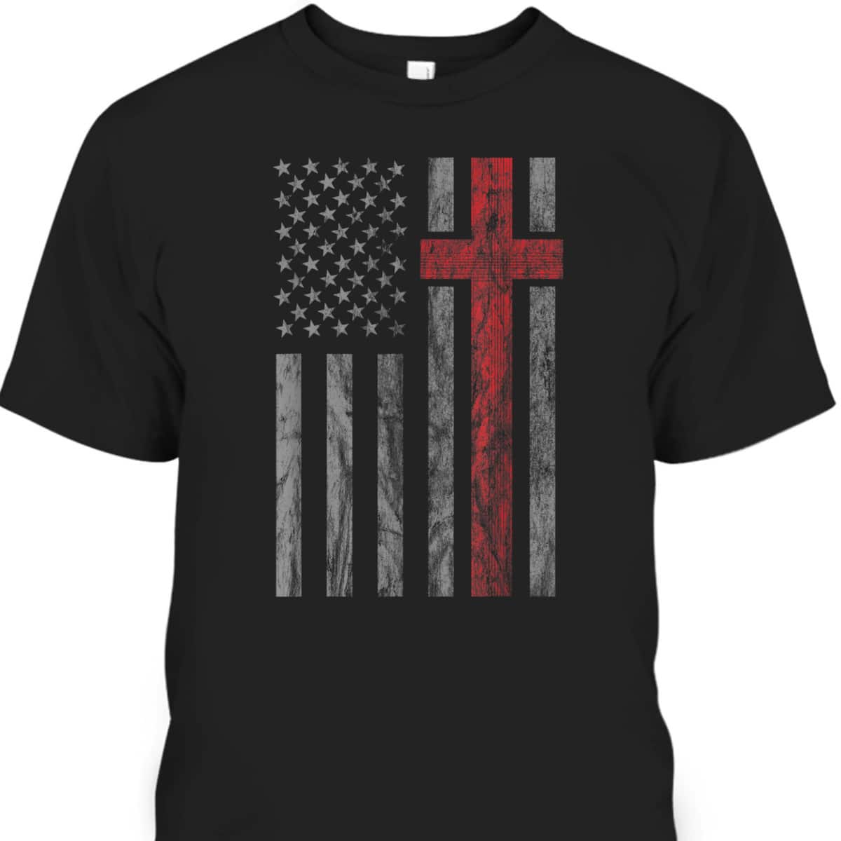 Vintage Distressed USA Flag Christian Patriotic 4th Of July Independence Day T-Shirt