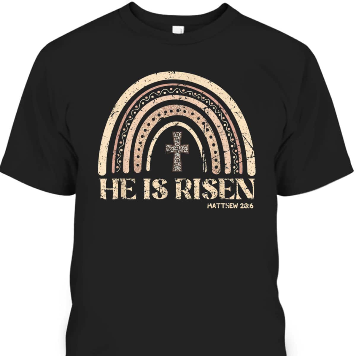 He Is Risen Rainbow Leopard Happy Easter Day T-Shirt Christian Jesus Gift