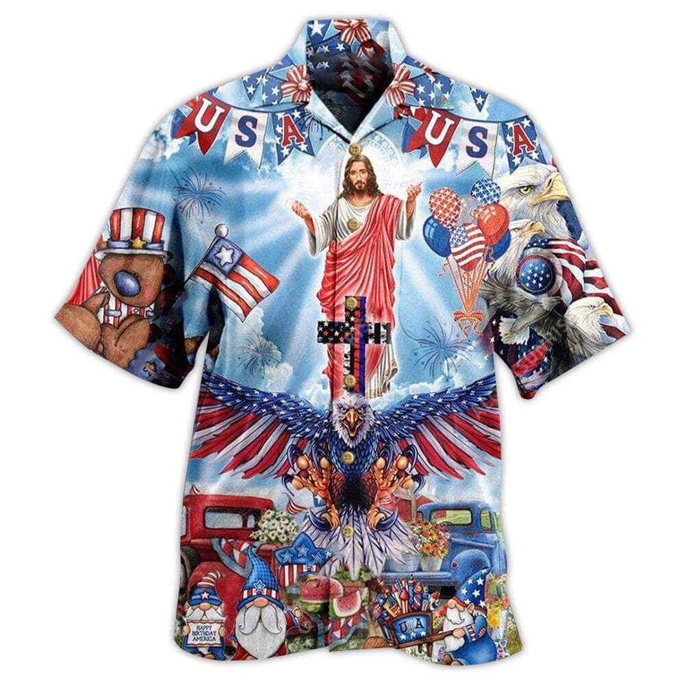 Christian Religious Hawaiian Shirt Jesus America Patriotism 4th Of July Independence Day Gift For Christian 