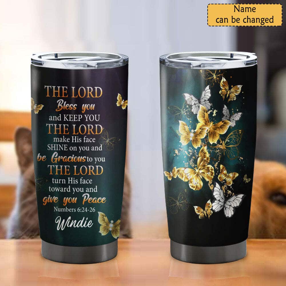 Personalized The Lord Bless You And Keep You The Lord Bible Verse Christian Religious Tumbler