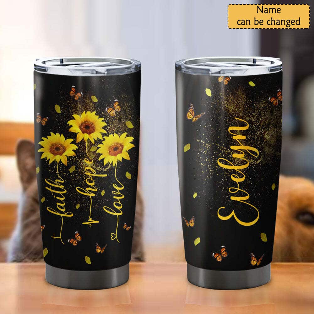 Personalized Christian Tumbler Faith Hope Love Religious Gift For Believers