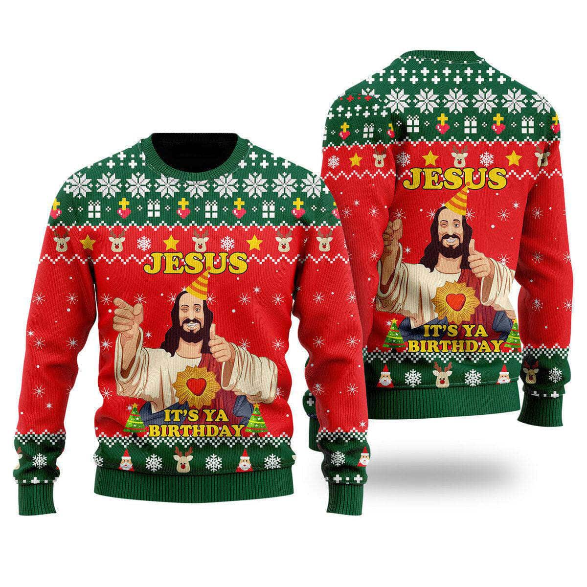 Jesus It's Ya Birthday Ugly Christmas Ugly Christmas Sweater Christian Religious Gift