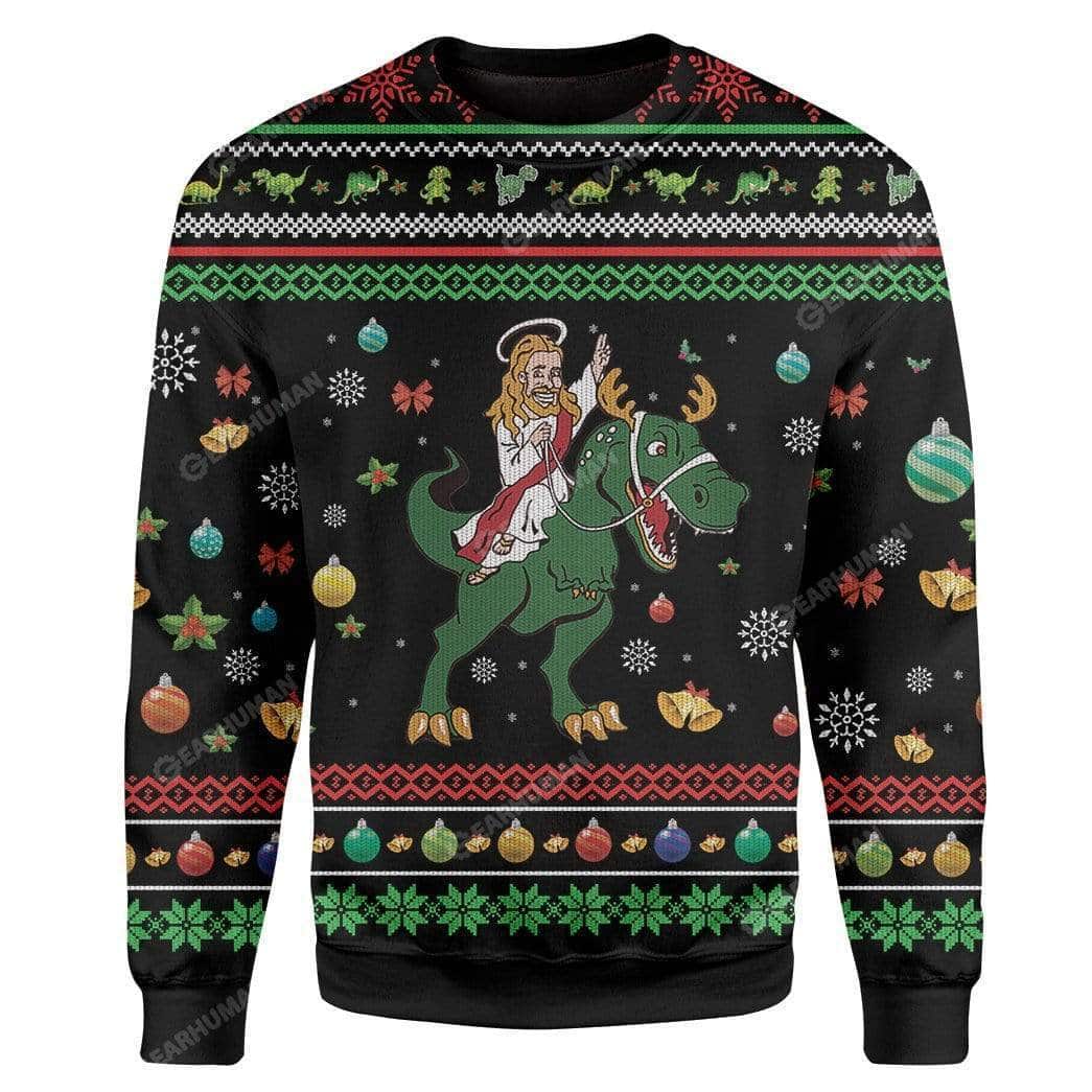 Christmas Ugly Ugly Christmas Sweater Christian Religious Gift Jesus Tyrannosaurus