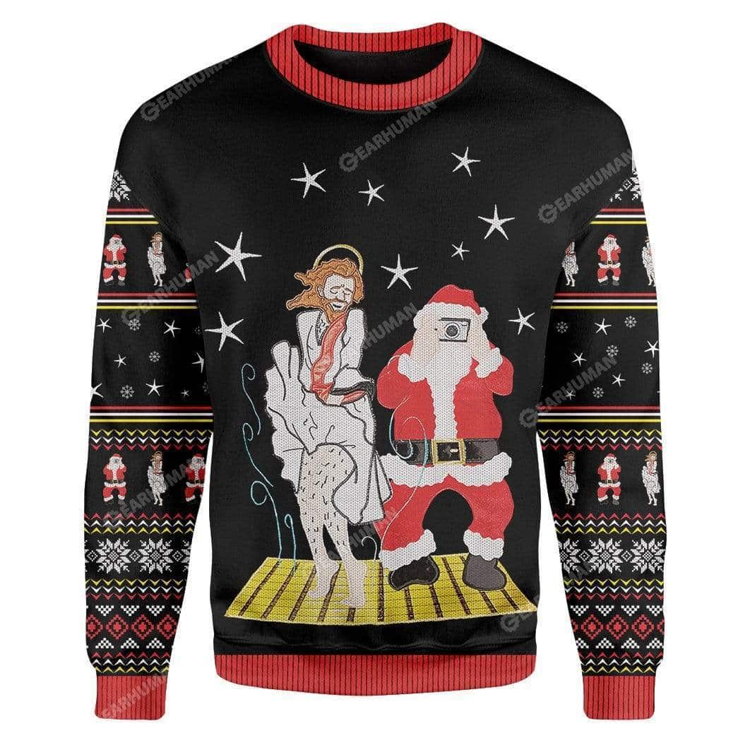 Jesus And Santa Funny Christmas Ugly Ugly Christmas Sweater For Friend