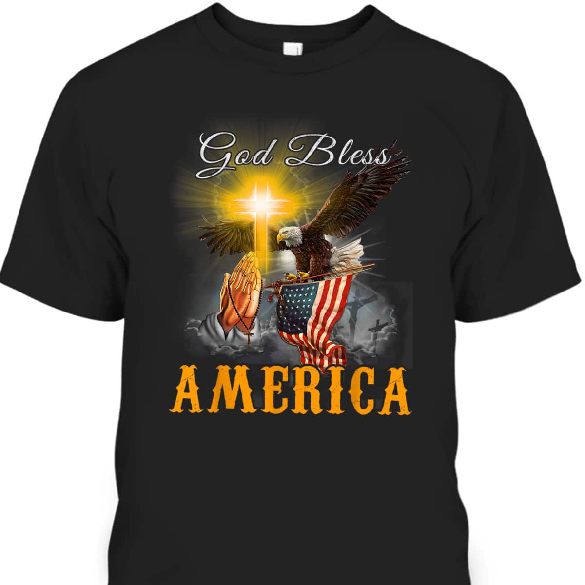 God Bless America 4th OF July Eagle USA Flag Christian T-Shirt