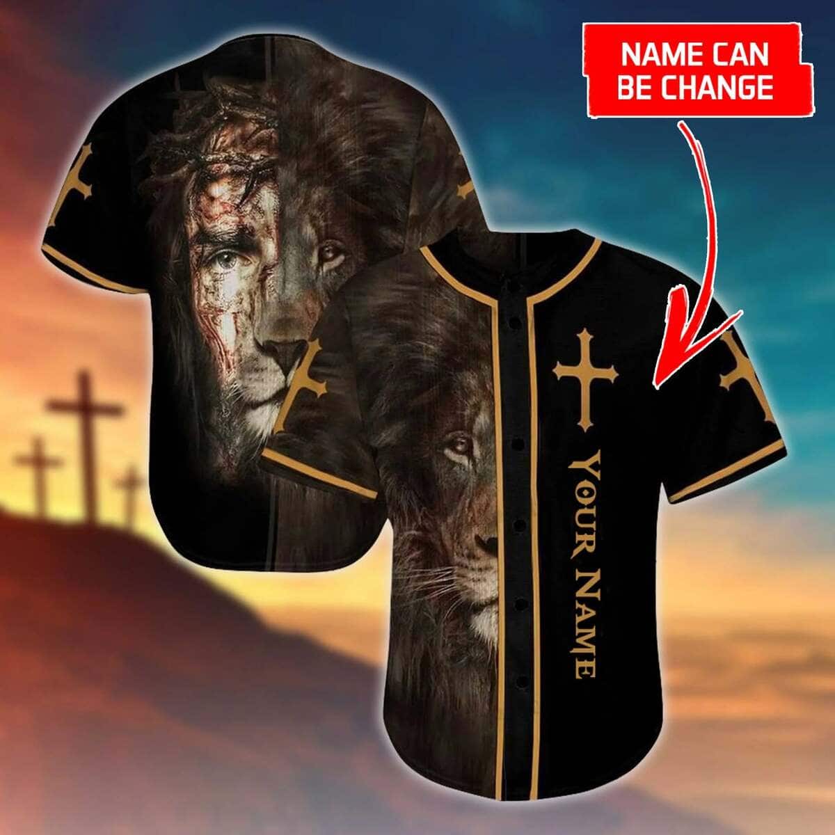 Christian Religious Cross Lion Customize Personalized Jesus Baseball Jersey