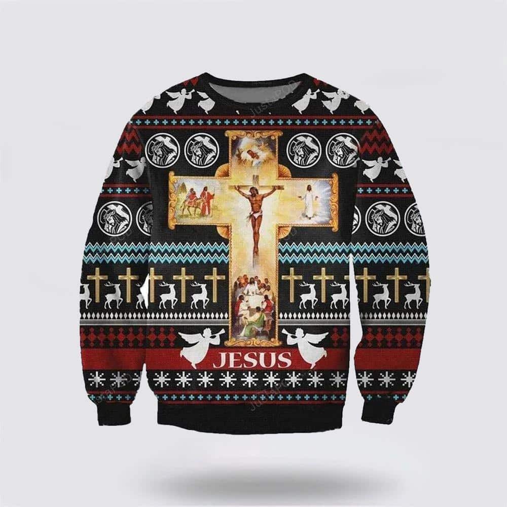 Christian Ugly Christmas Ugly Christmas Sweater Jesus On The Cross Religious Gifts