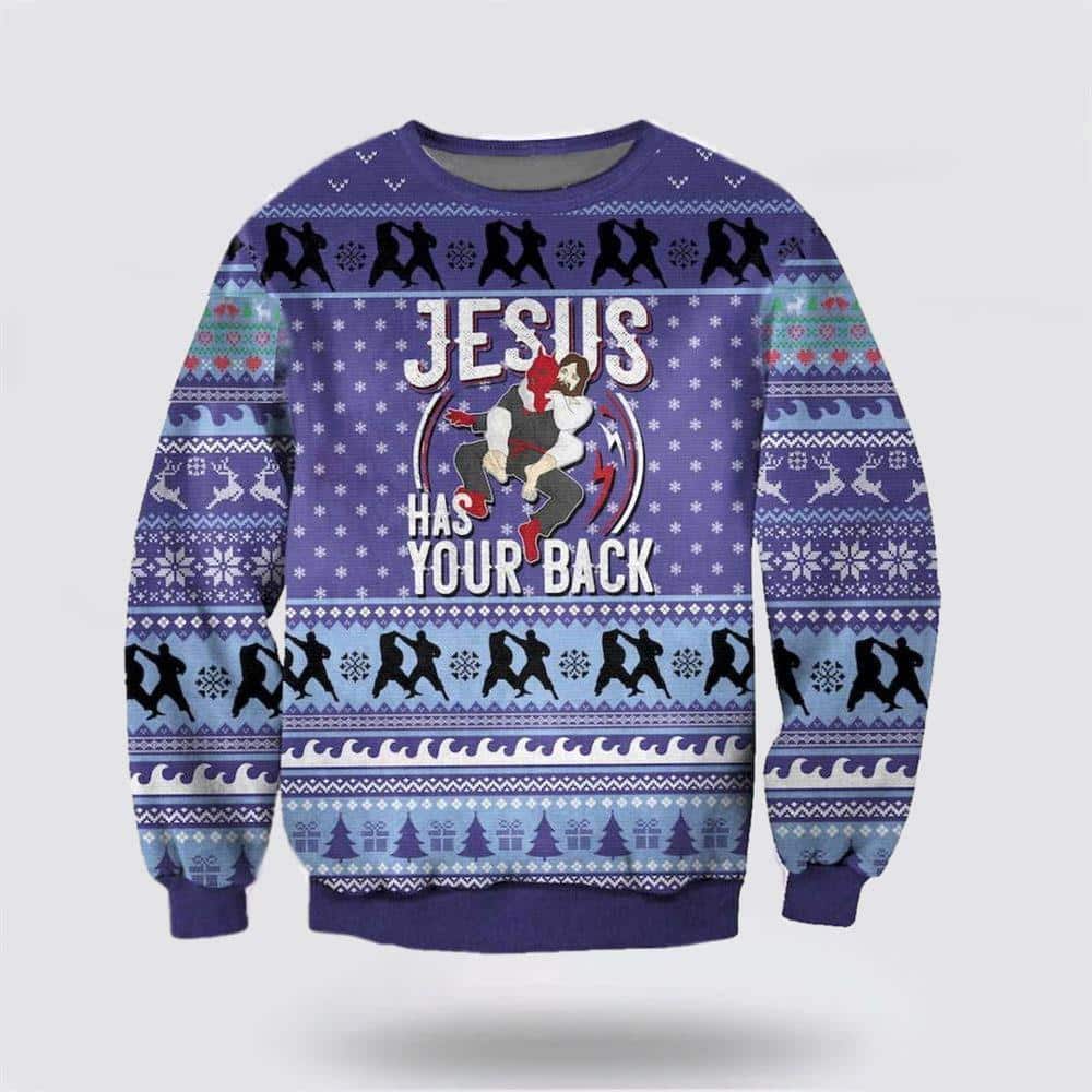 Christian Ugly Christmas Ugly Christmas Sweater Jesus Has Your Back Ugly