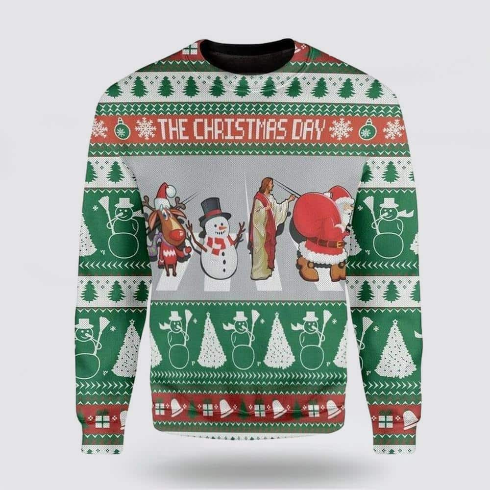 Christian The Christmas Day Jesus Santa Claus Ugly Christmas Ugly Christmas Sweater