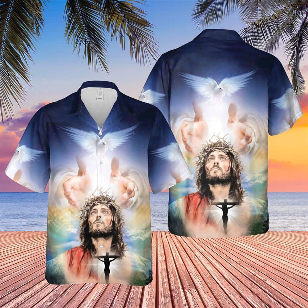 Jesus Hand Of God Dove Religious Christian Hawaiian Shirt