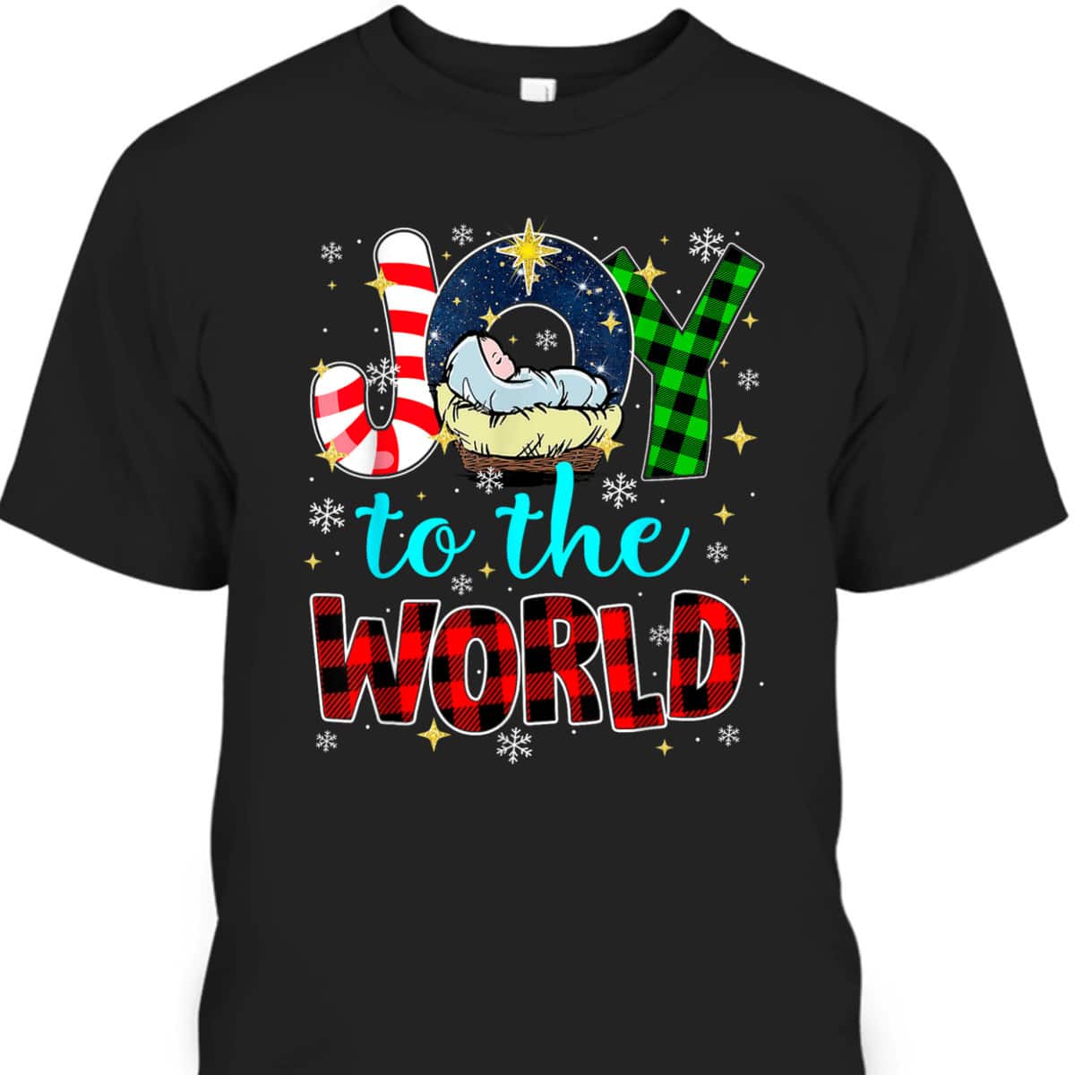 Joy To The World Jesus Christmas Pjs Nativity Christian God T-Shirt
