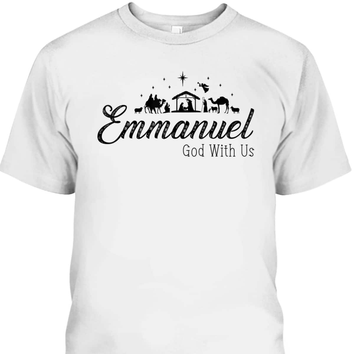 Emmanuel God With Us Nativity Scenes Christmas Christian T-Shirt