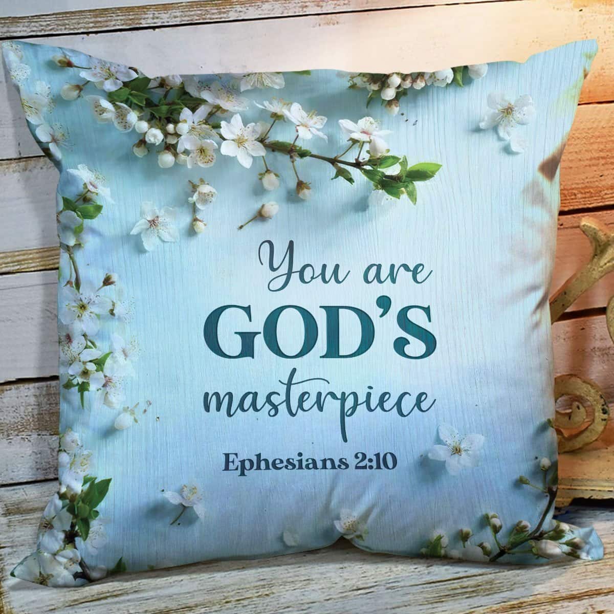 Bible Verse Scripture God You Are Gods Masterpiece Beautiful Flower Christian Pillow