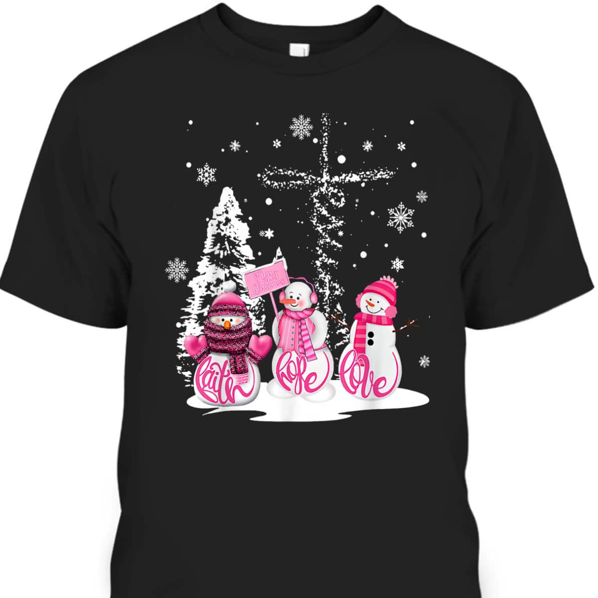 Jesus Faith Hope Love Snowman Merry Xmas Christian T-Shirt