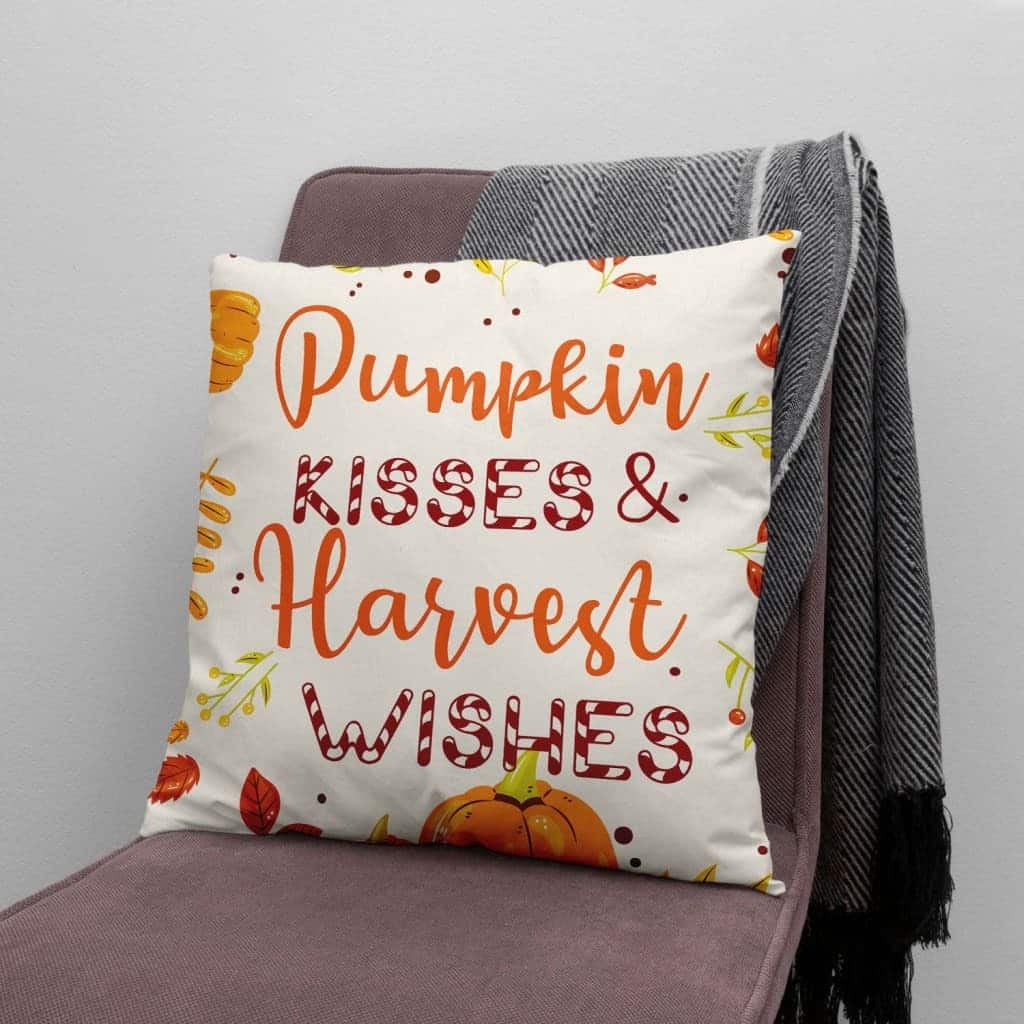 Pumpkin Kisses And Harvest Wishes Christian Pillow