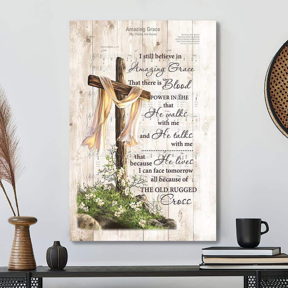 Christian Bible Verse Amazing Grace Cross Jesus Poster Print