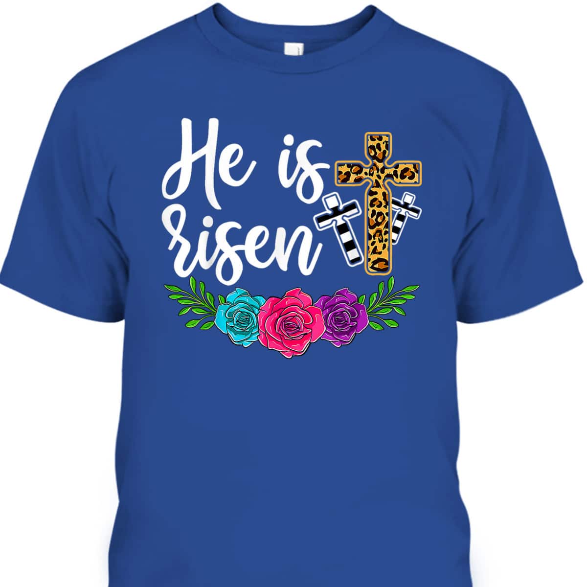 Happy Easter Day Christian Cross He Is Risen T-Shirt