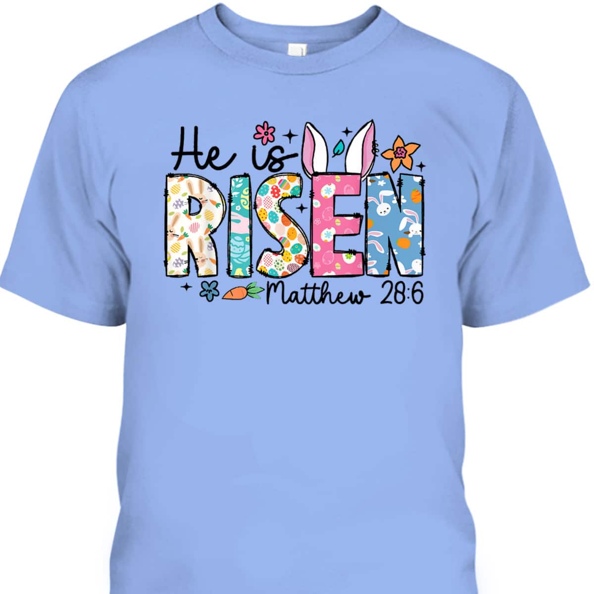 He Is Risen Jesus Christian Happy Easter Floral Wreath T-Shirt