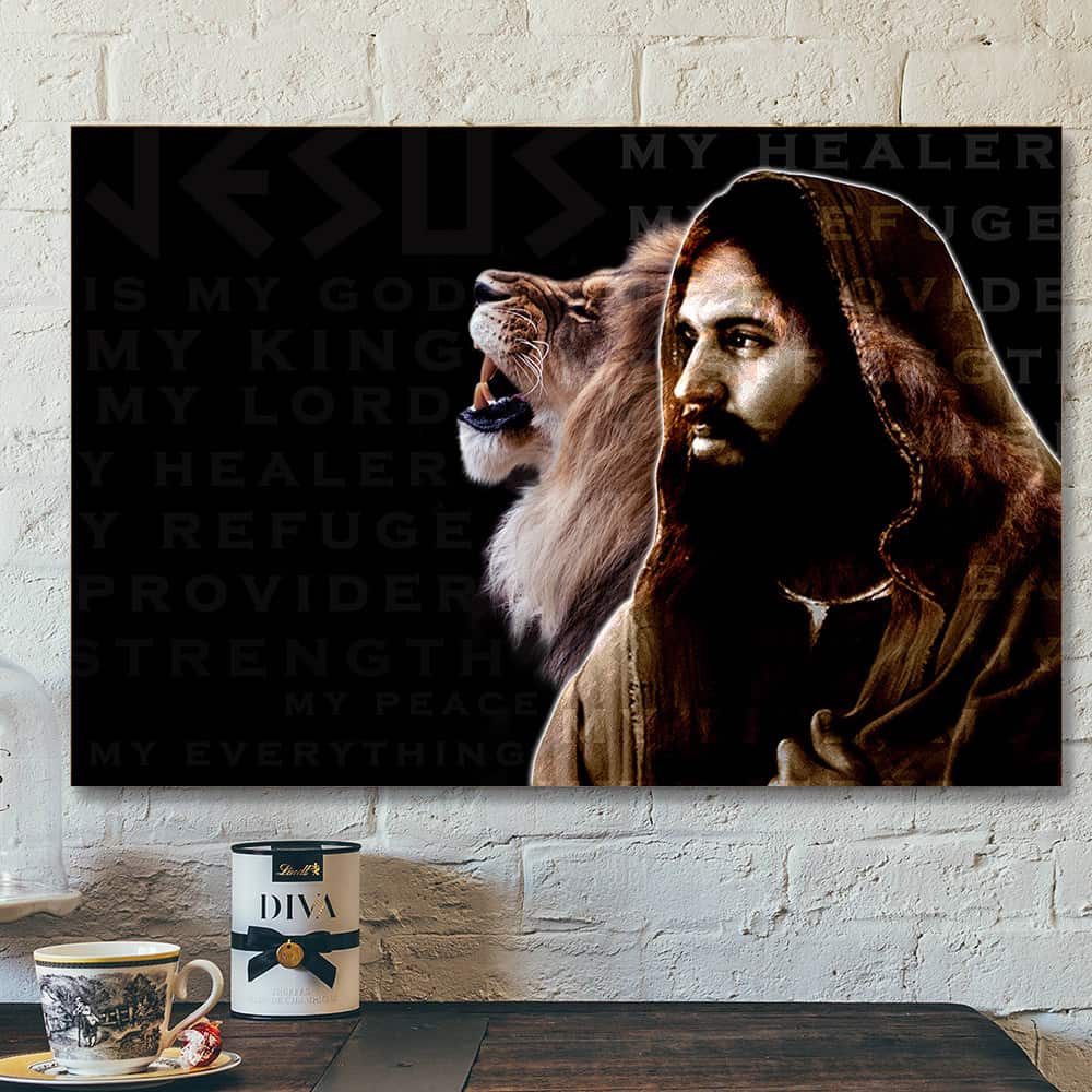 Lion And Judad Jesus Christ Bible Verse Scripture Canvas Wall Art