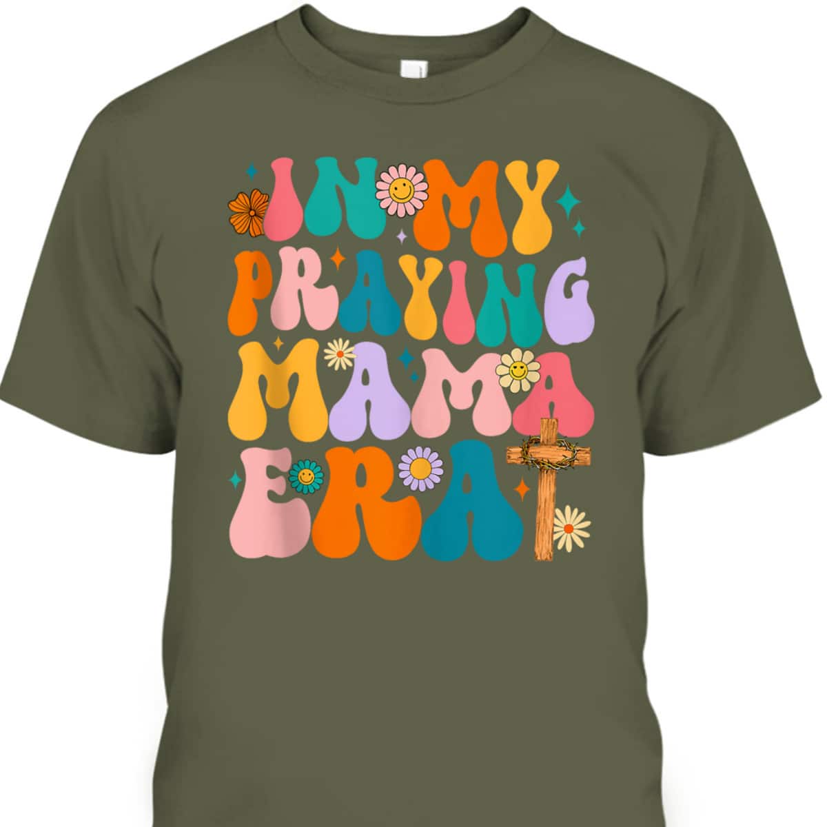 Groovy Hippie In My Praying Mama Era Christian Mothers Day T-Shirt