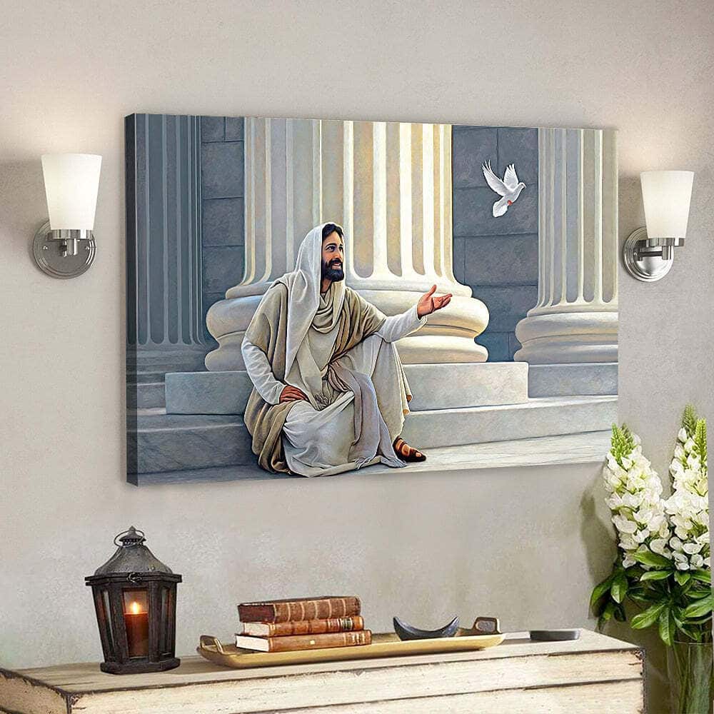 Christian Canvas Wall Art Jesus And Dove Religious Gift For Christians