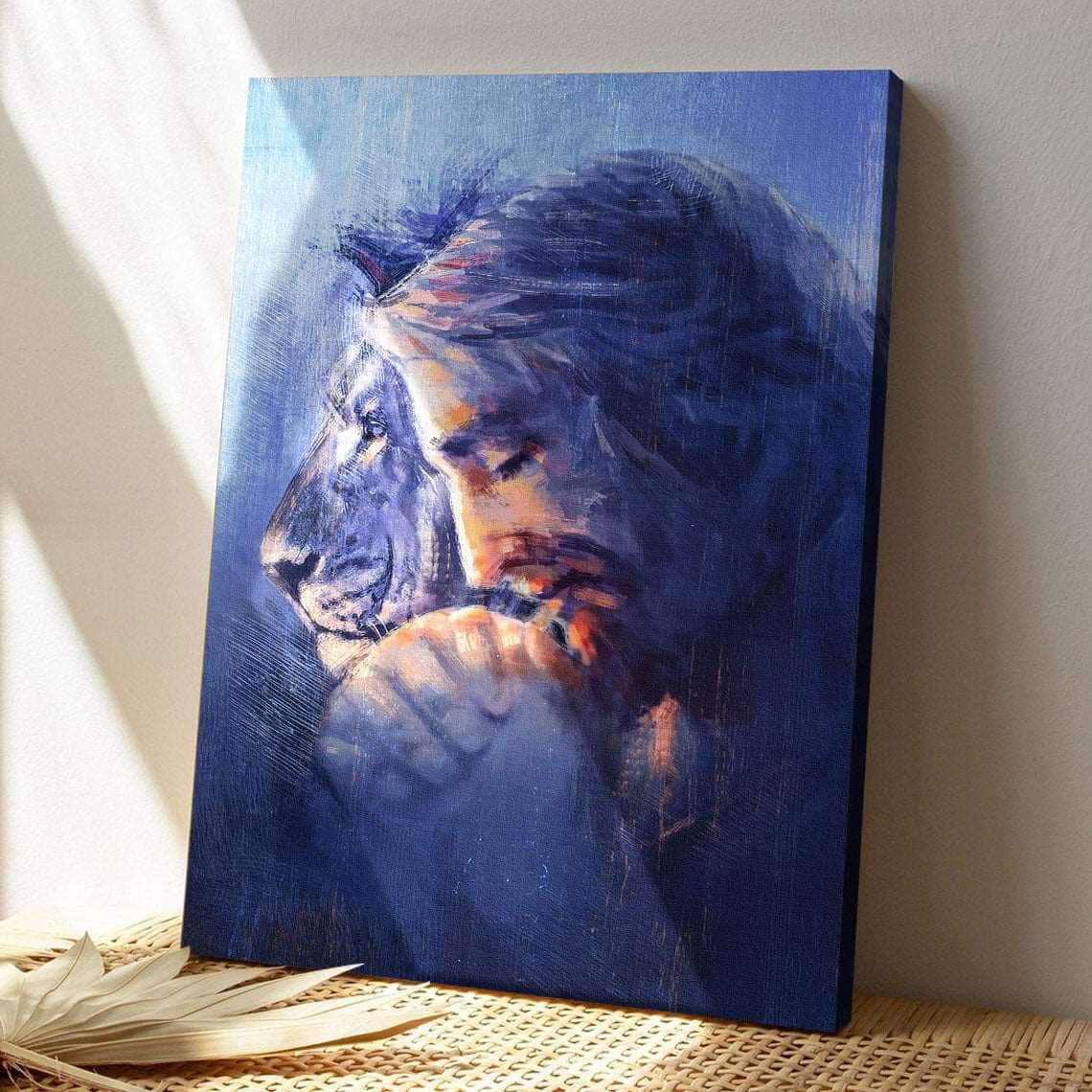 Amazing Lion And Jesus Have Faith On Him Bible Verse Scripture Canvas Print