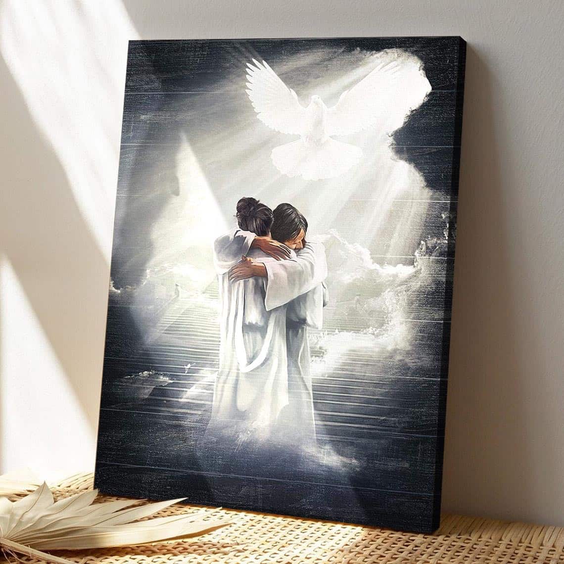 Woman Hugging Jesus In Heaven Bible Verse Scripture Canvas Print
