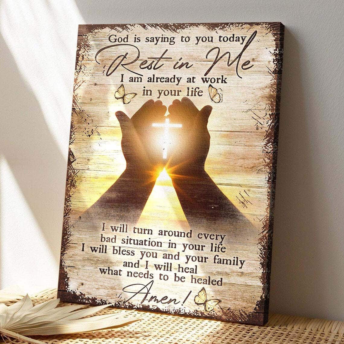 God Is Saying To You Today Rest In Me Bible Verse Scripture Canvas Print
