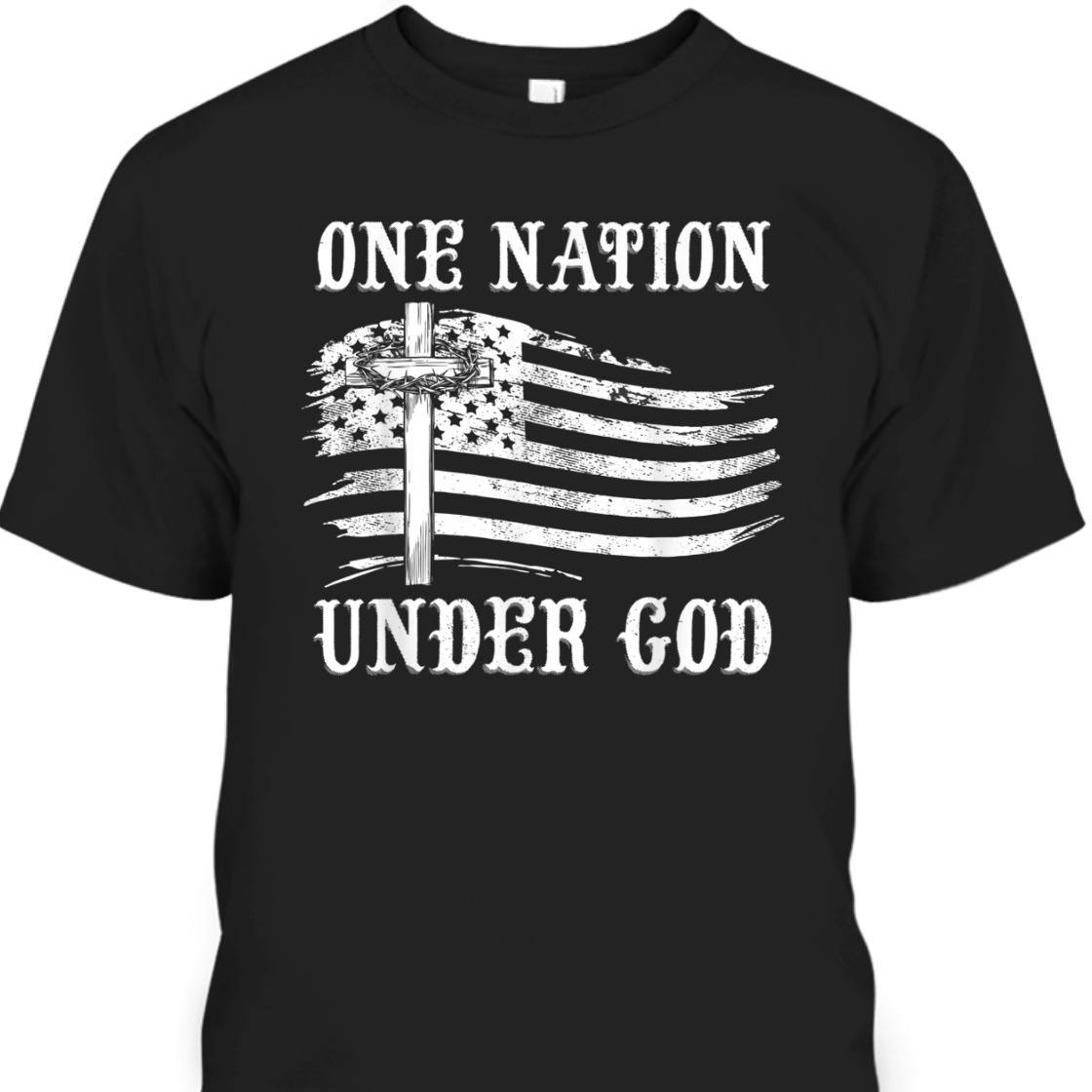 One Nation Under God With US American Flag Independence Day T-Shirt