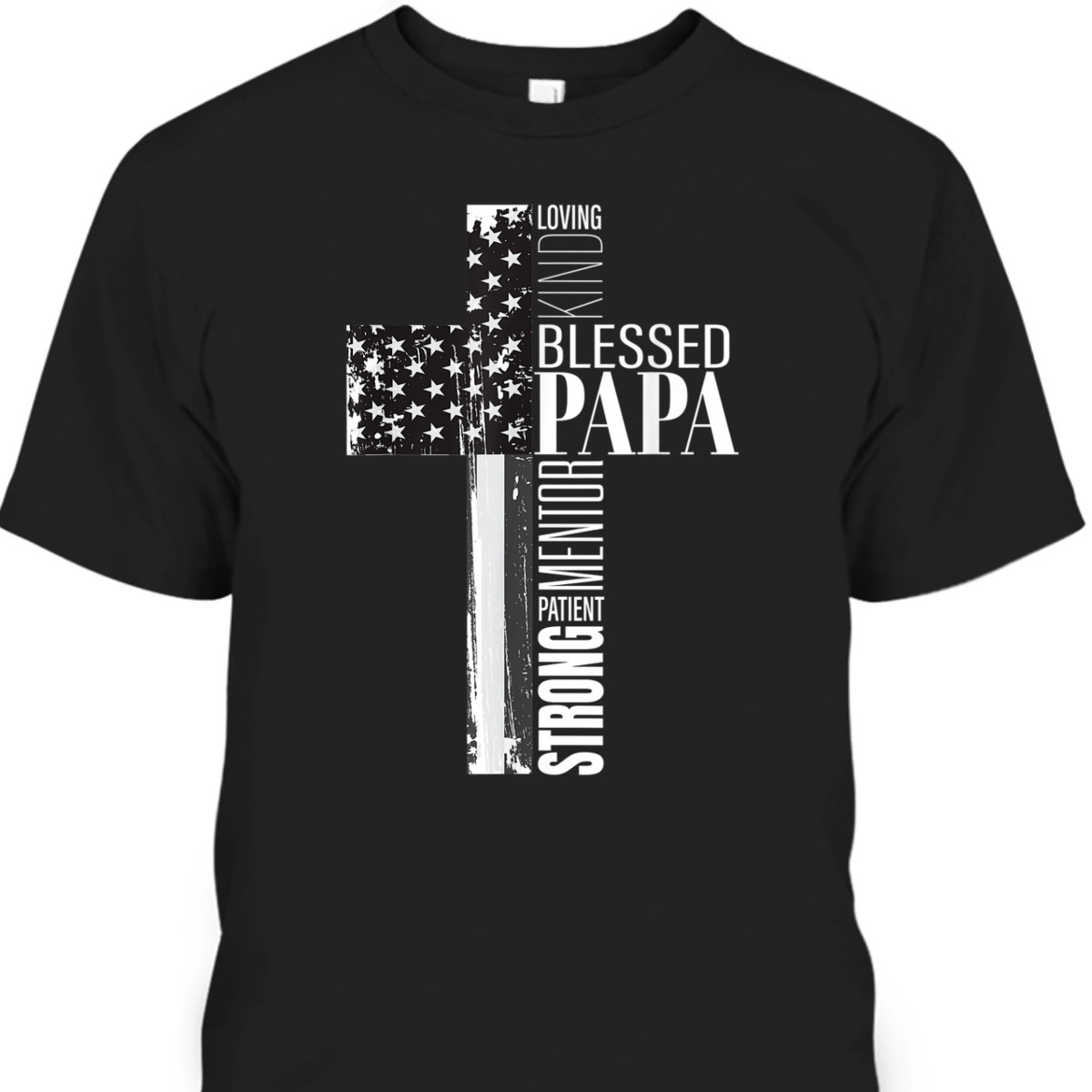 Blessed Papa American Flag Christian Religious Fathers Day Gift T-Shirt
