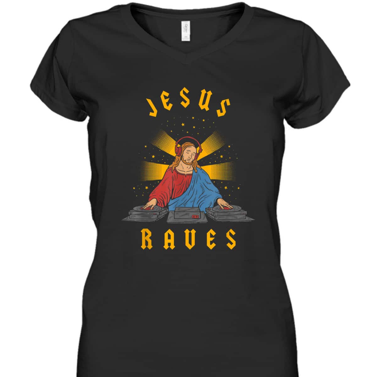 Jesus Raves Funny Christian T-Shirt DJ Jesus Dance Party  Jesus Raves Funny Christian T-Shirt DJ Jesus Dance Party