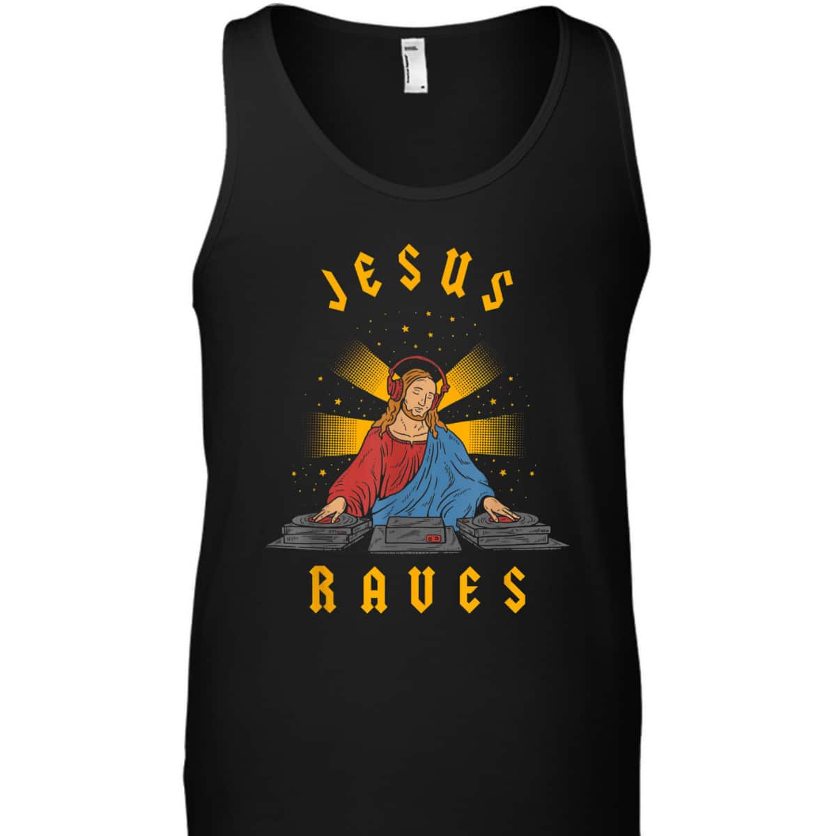 Jesus Raves Funny Christian T-Shirt DJ Jesus Dance Party  Jesus Raves Funny Christian T-Shirt DJ Jesus Dance Party