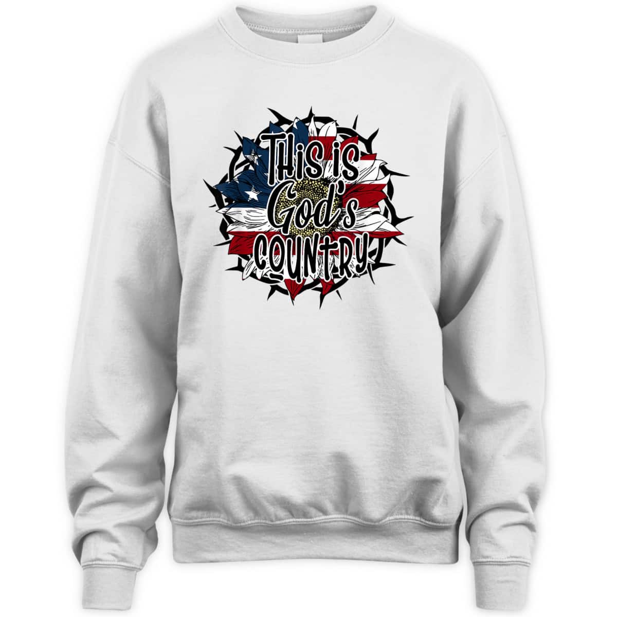 This Is God's USA Country T-Shirt American Flag Sunflower This Is God's USA Country T-Shirt American Flag Sunflower