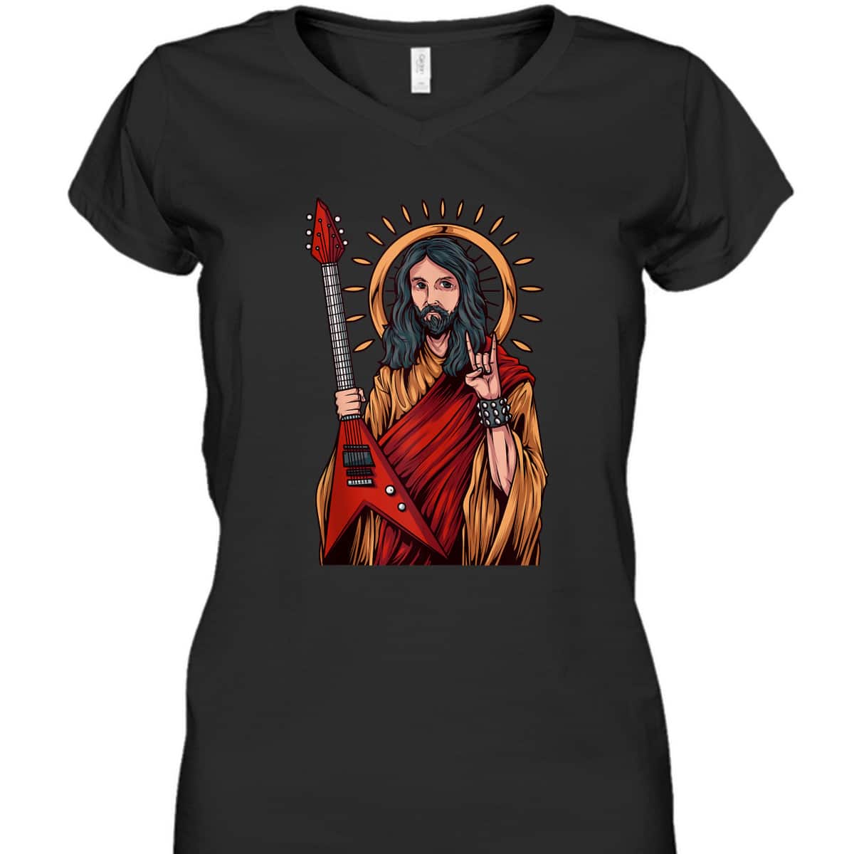 Jesus The Heavy Metal Guitarist Funny Christian T-Shirt Jesus The Heavy Metal Guitarist Funny Christian T-Shirt