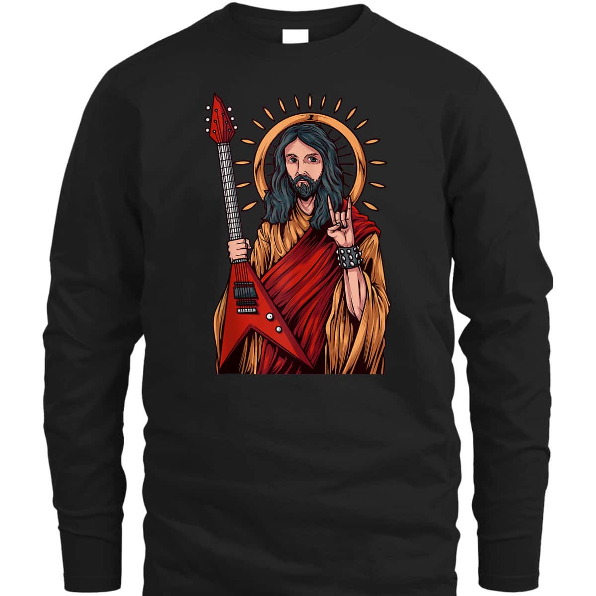 Jesus The Heavy Metal Guitarist Funny Christian T-Shirt Jesus The Heavy Metal Guitarist Funny Christian T-Shirt