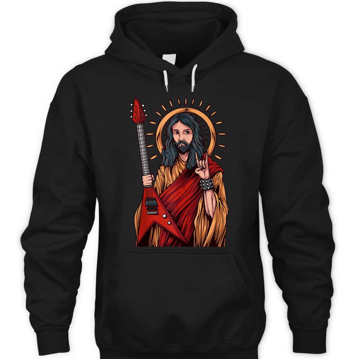 Jesus The Heavy Metal Guitarist Funny Christian T-Shirt Jesus The Heavy Metal Guitarist Funny Christian T-Shirt