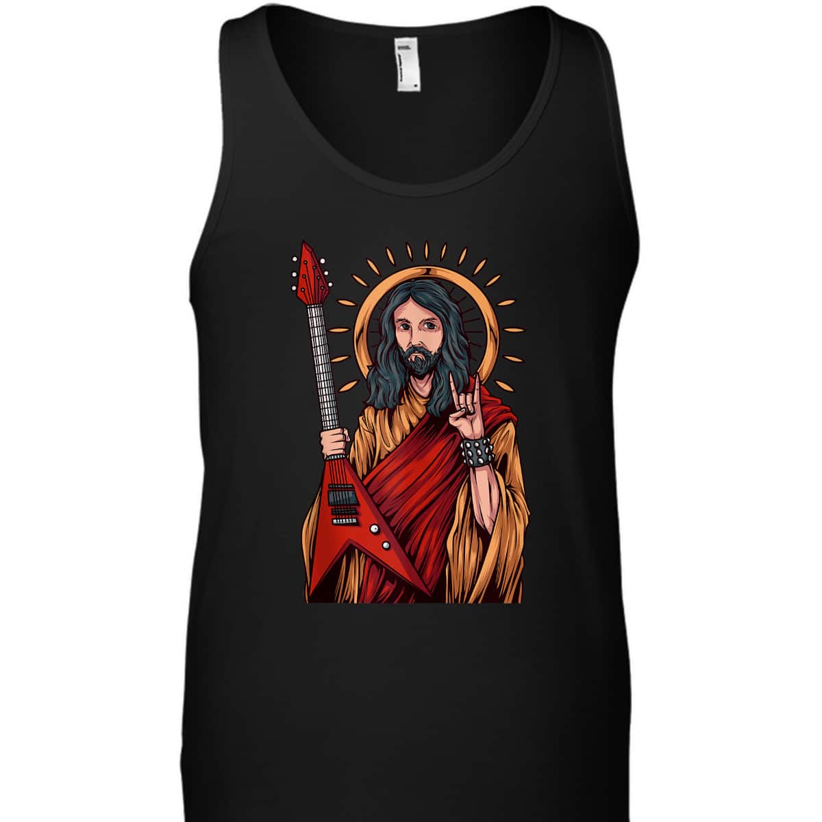 Jesus The Heavy Metal Guitarist Funny Christian T-Shirt Jesus The Heavy Metal Guitarist Funny Christian T-Shirt