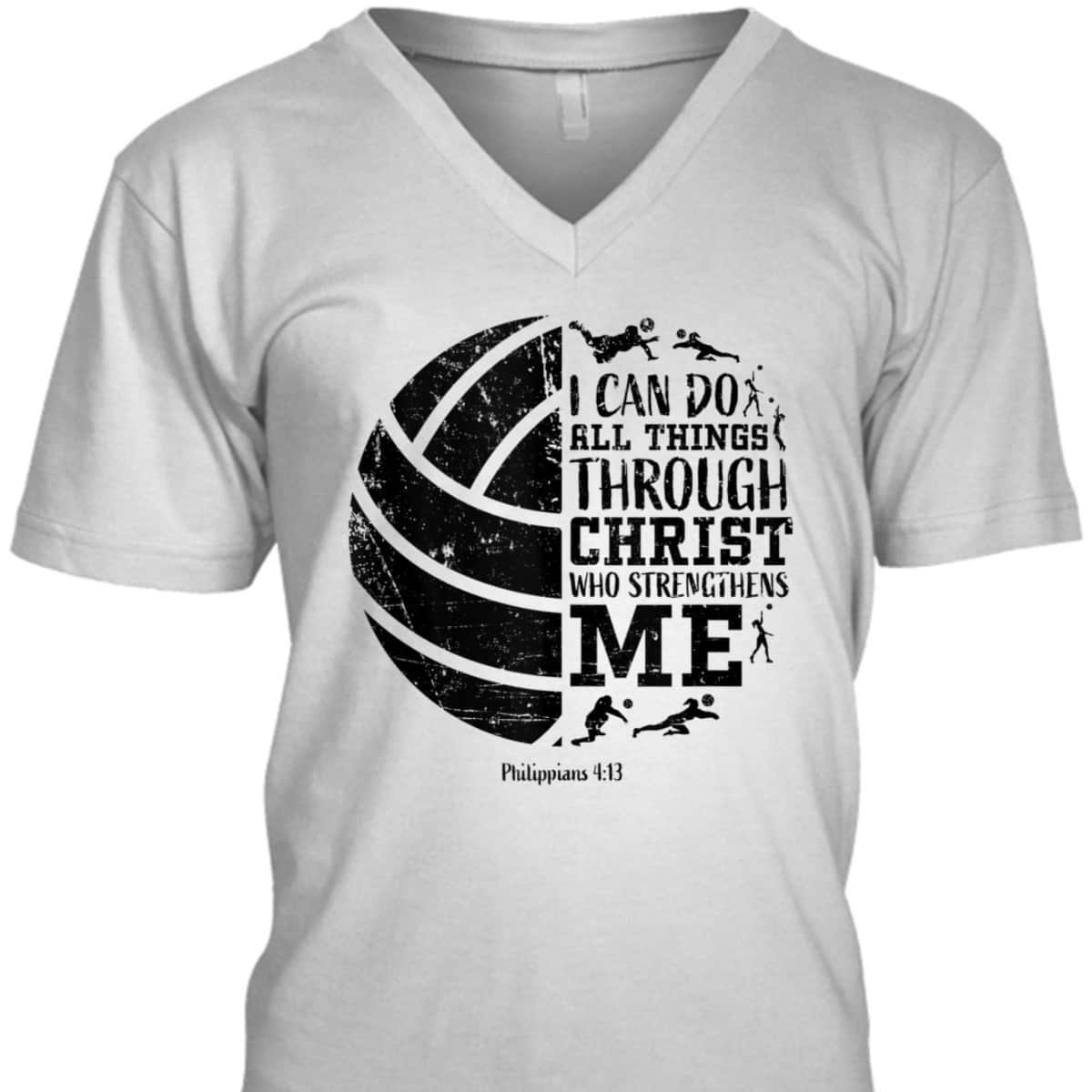 Bible Verse T-Shirt Philippians 4:13 Volleyball Gifts I Can Do All Things Through Christ