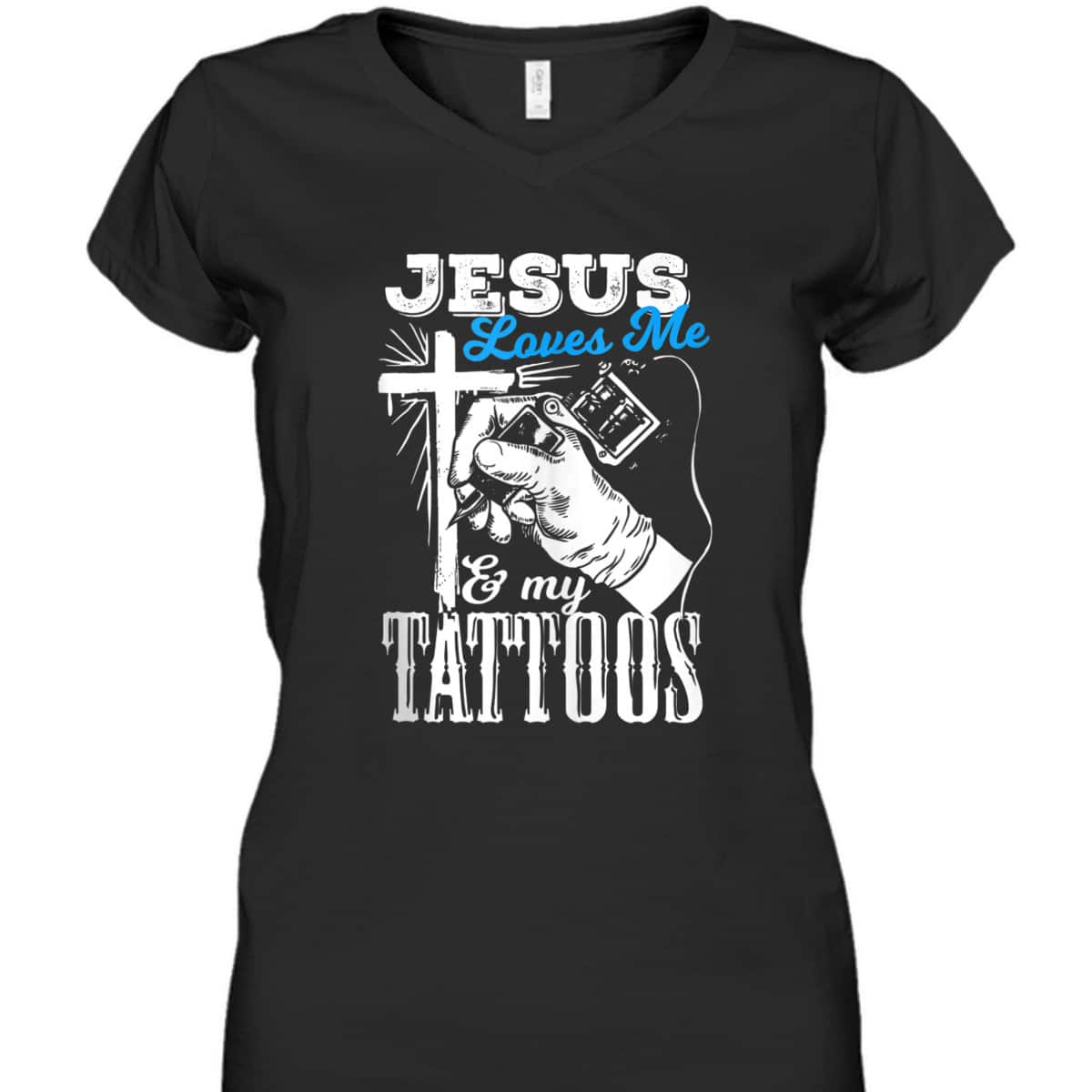 Jesus Loves Me And My Tattoos Christian Religion Gift T-Shirt