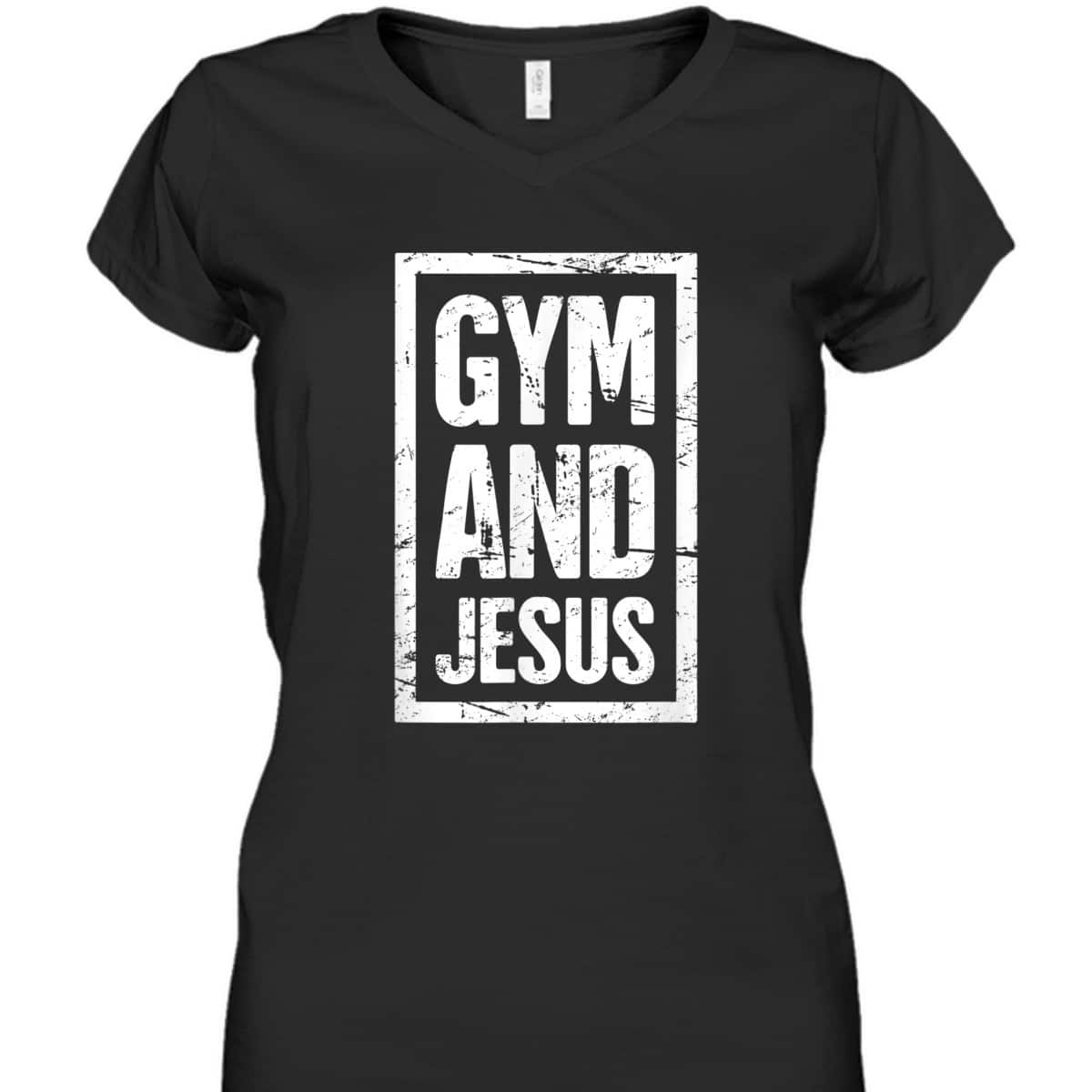 Gym And Jesus T-Shirt Christian Workout Gymer Gift Gym And Jesus T-Shirt Christian Workout Gymer Gift