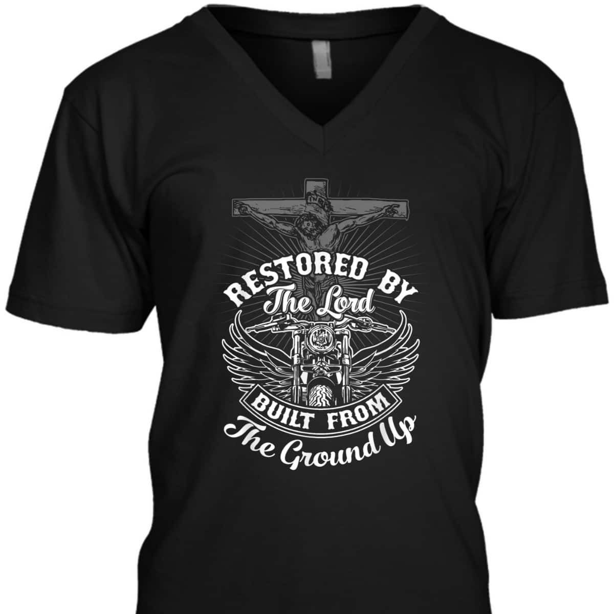 Christian Biker Motorcycle Jesus Restored By The Lord T-Shirt Christian Biker Motorcycle Jesus Restored By The Lord T-Shirt