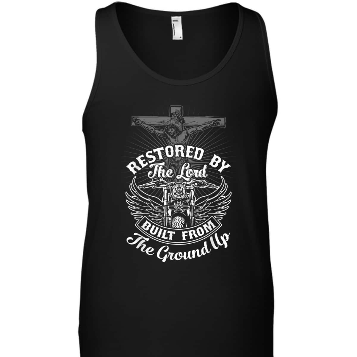 Christian Biker Motorcycle Jesus Restored By The Lord T-Shirt