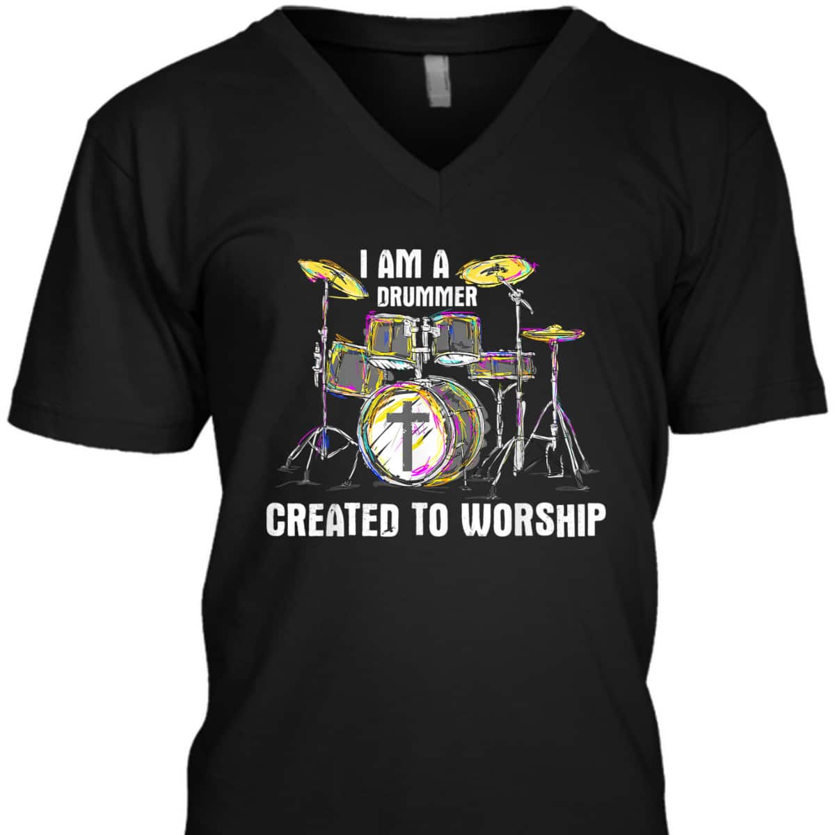 I Am A Drummer Created To Worship T-Shirt Christian Musician I Am A Drummer Created To Worship T-Shirt Christian Musician